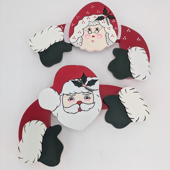 Santa & Mrs. Claus Door Topper Set VTG Wood Christmas Home Decor Classic Holiday - Picture 1 of 9